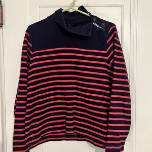 J. Crew Striped Button-shoulder Turtleneck